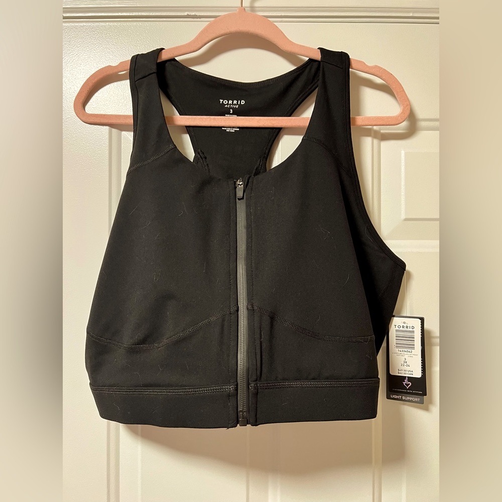 NWT Torrid Low-Impact Wireless Zip-Front Active Sports Bra 3X